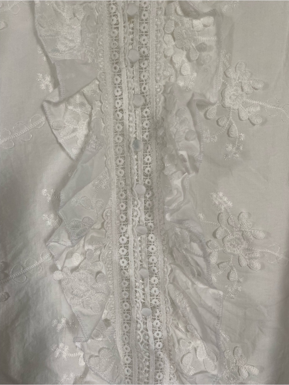 Calypso St. Barth White Floral Eyelet Ruffle Blouse - Picture 4 of 5